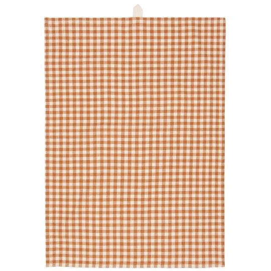 Tea towel Rasmus rustic brown w/small natural checks