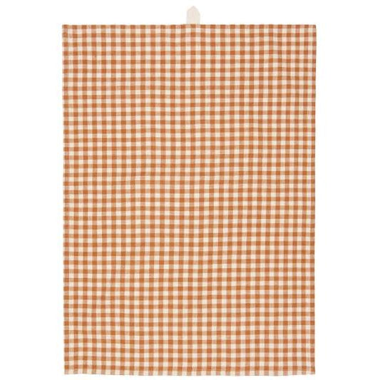 Tea towel Rasmus rustic brown w/small natural checks