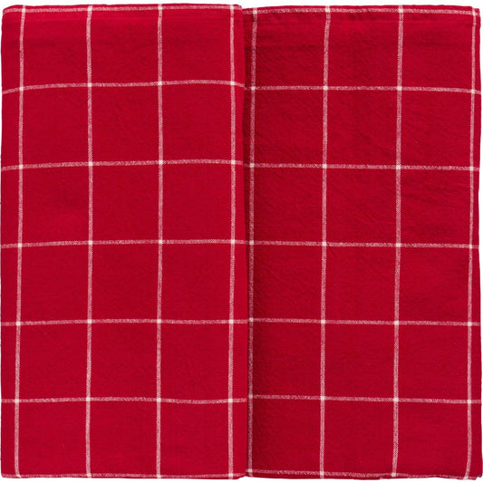 Table cloth Silja oblong red w/large natural checks