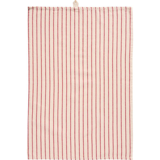 Tea towel Holly natural w/red woven stripes