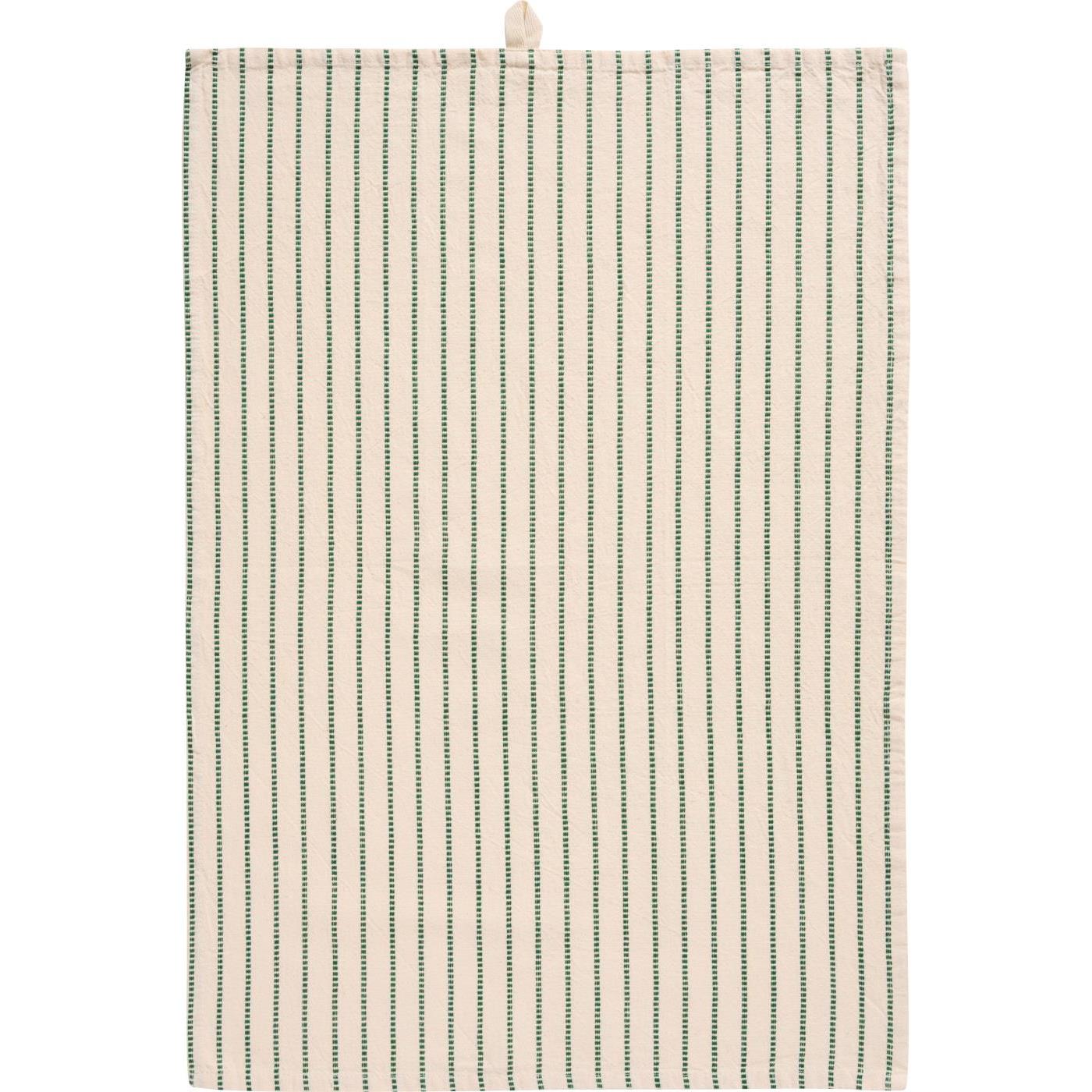 Tea towel Orla natural w/dark green woven stripes
