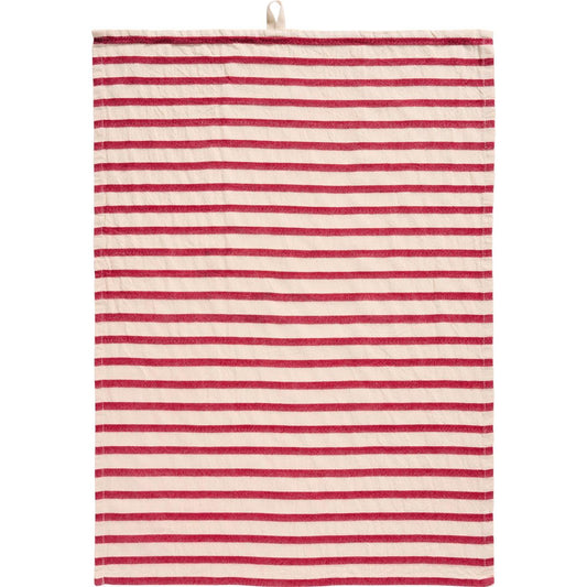 Tea towel Olga natural w/red stripes across