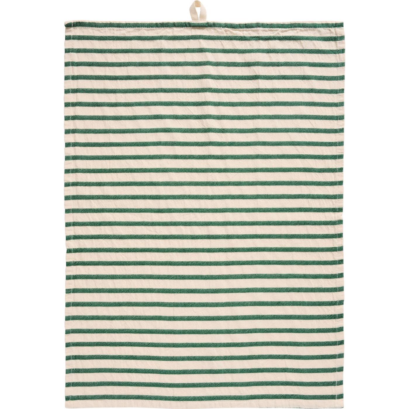 Tea towel Eske natural w/dark green stripes across