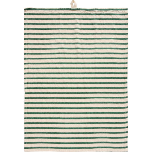 Tea towel Eske natural w/dark green stripes across