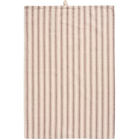 Tea towel Erling natural w/brown stripes, thin and wide