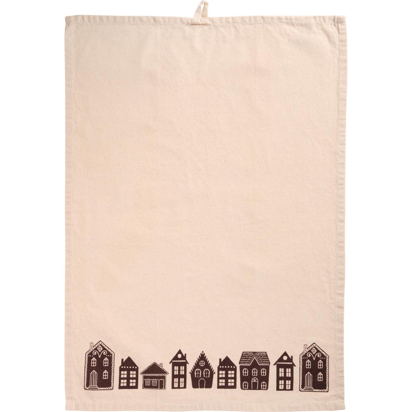 Tea towel Pauline natural w/brown houses