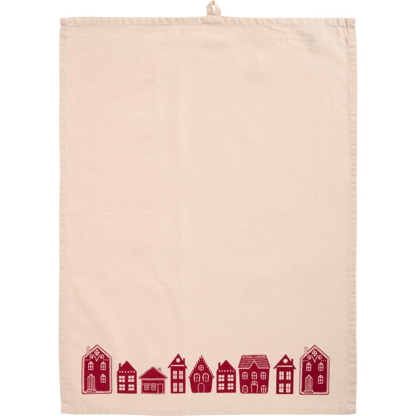 Tea towel Sally natural w/red houses