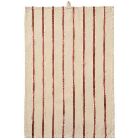 Tea towel Rebecca natural w/rust coloured woven stripe pattern