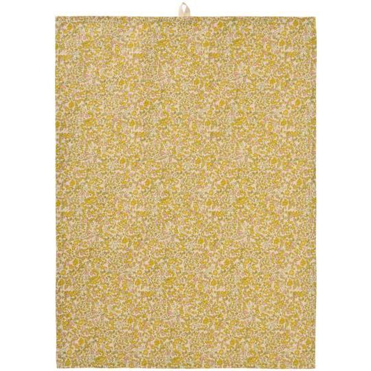 Tea towel Rita natural w/yellow, green and light pink flowers
