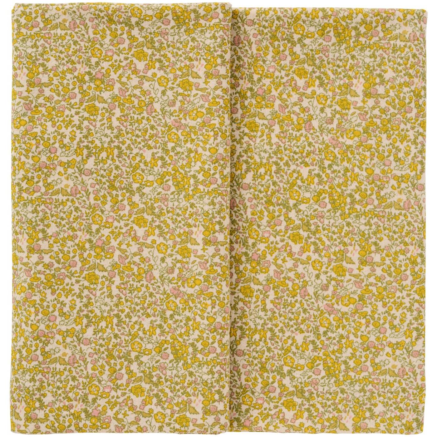 Table cloth Rita oblong natural w/yellow, green and light pink flowers
