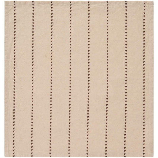 Napkin Valentina natural w/brown hearts in rows