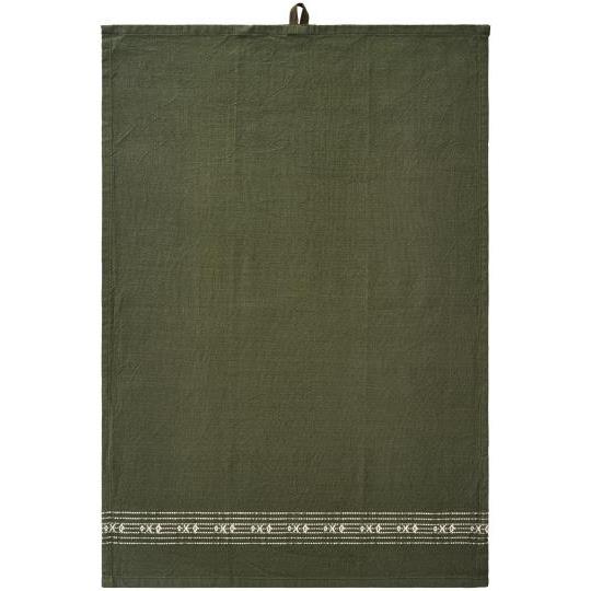 Tea towel Sabine moss green w/woven pattern