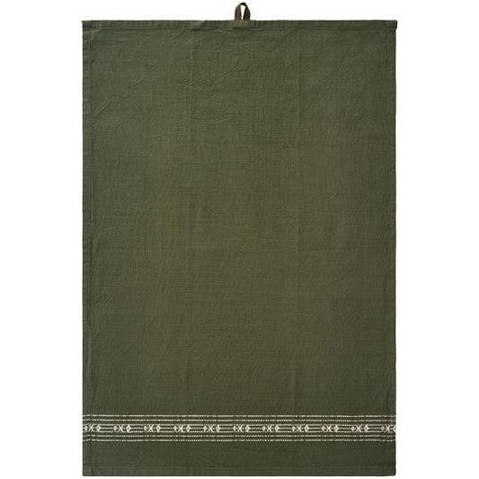 Tea towel Sabine moss green w/woven pattern