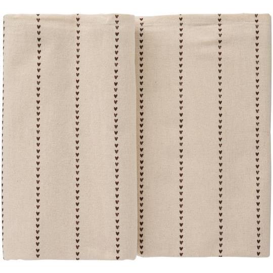 Table cloth Valentina oblong natural  w/brown hearts in rows