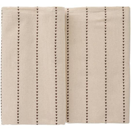 Table cloth Valentina oblong natural  w/brown hearts in rows