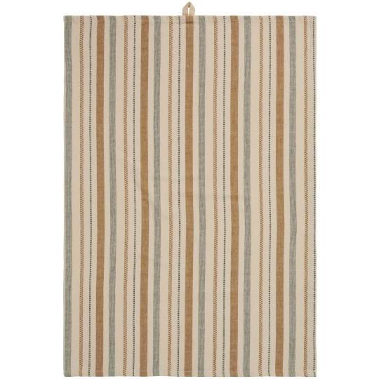 Tea towel Sabrina w/mustard and green stripes