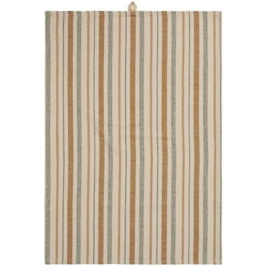 Tea towel Sabrina w/mustard and green stripes