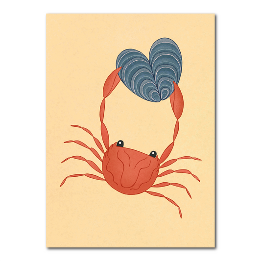 Crab with heart shell | Postcard