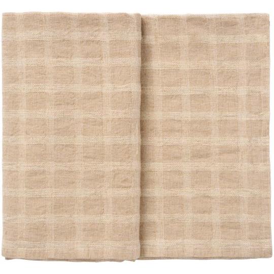 Table cloth square checkered pattern tone-in-tone natural coloured