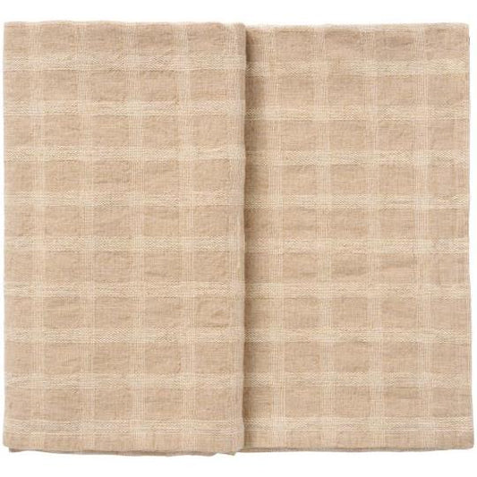 Table cloth square checkered pattern tone-in-tone natural coloured