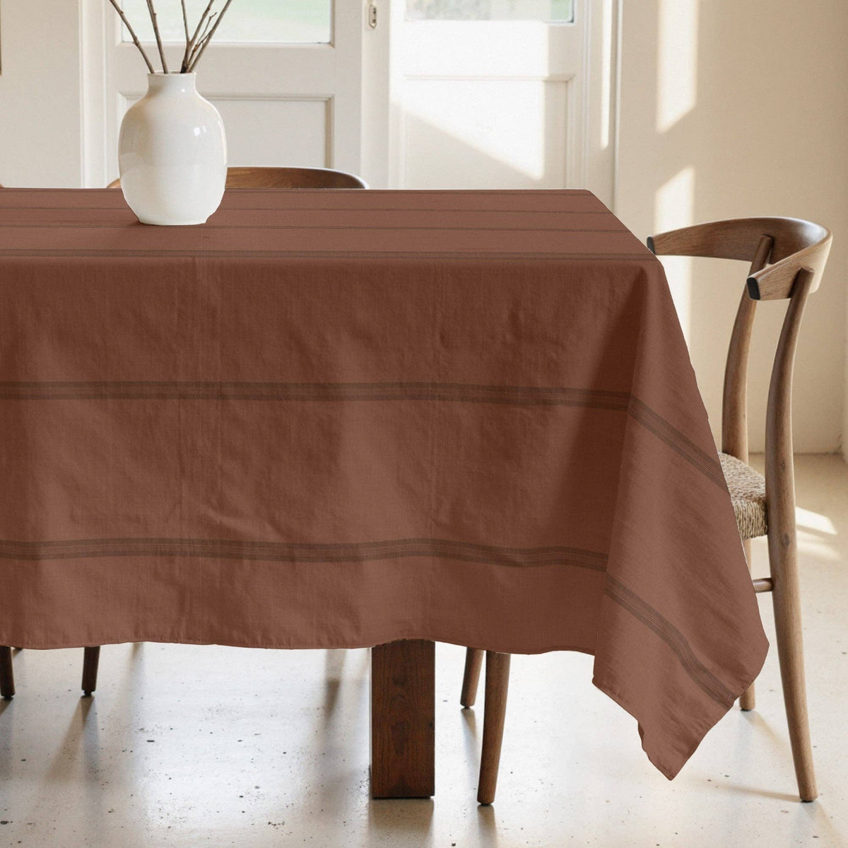 Stain-resistant 100% cotton tablecloth Nua Terracotta: 200x155 cm