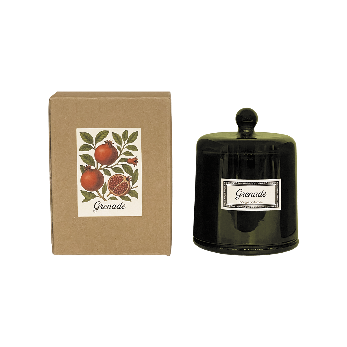 Botanic bell-jar candle small/medium pomegranate D9 H12cm
