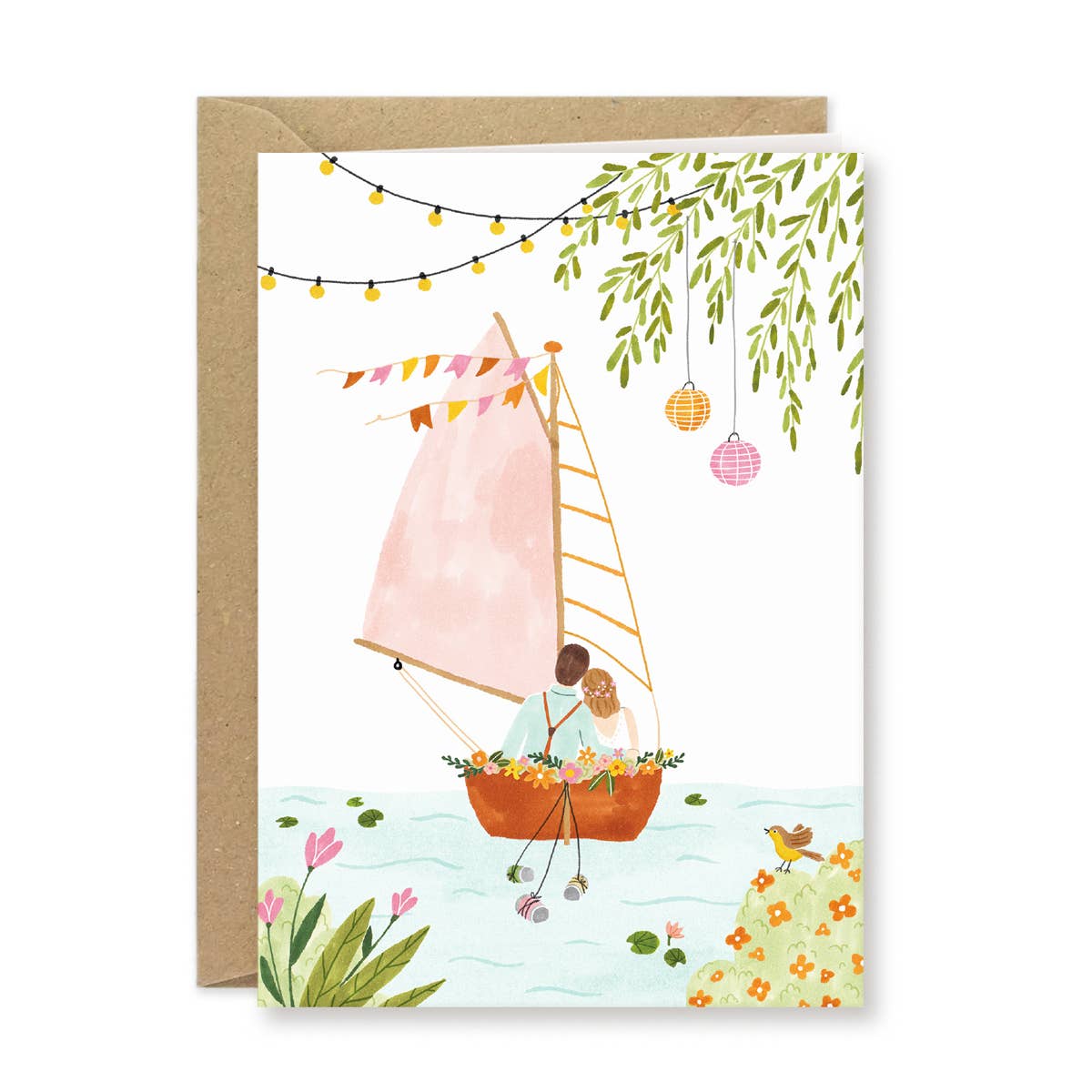 Greeting Card Wedding Boat