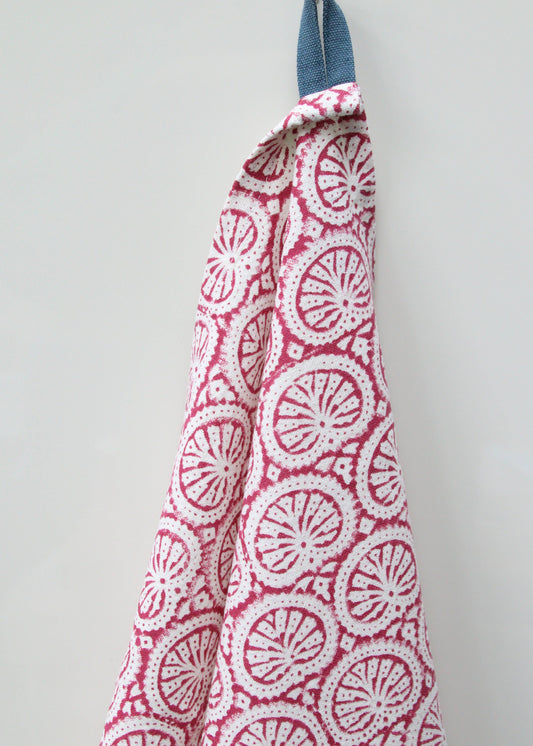 Dishcloth | Seashell Carmine | Handblockprinted
