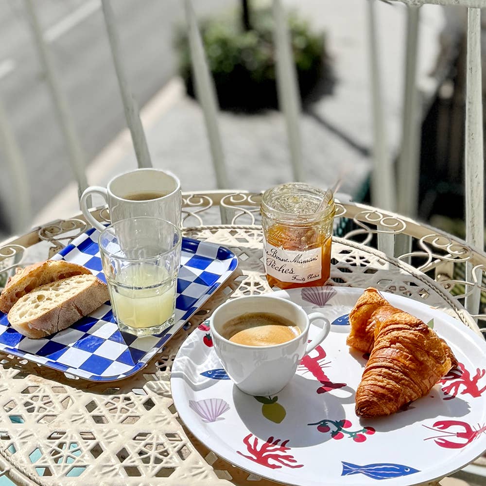 Sea Salt CHECKER Rectangular Serving Tray - 27x20 cm