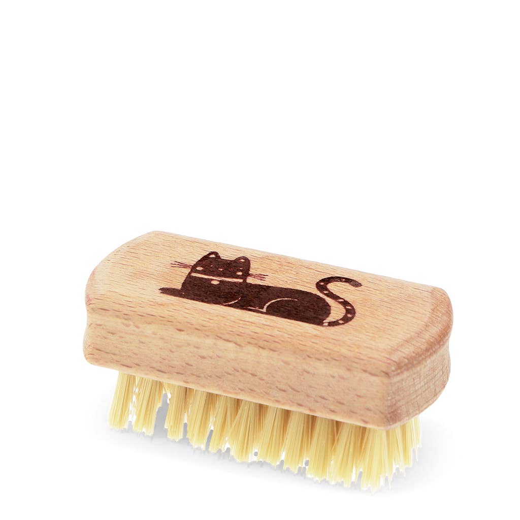 Mini wooden nail brush - Cat