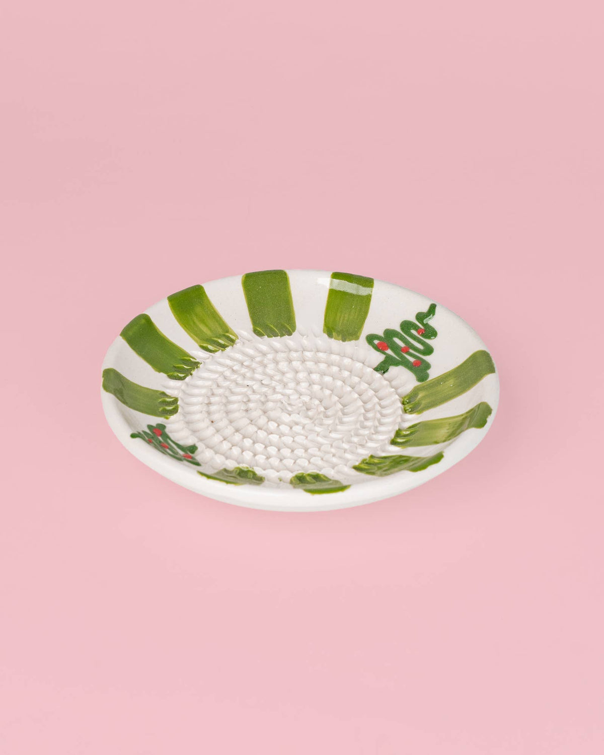 Small Ceramic Garlic Grater Plate - Evergreen