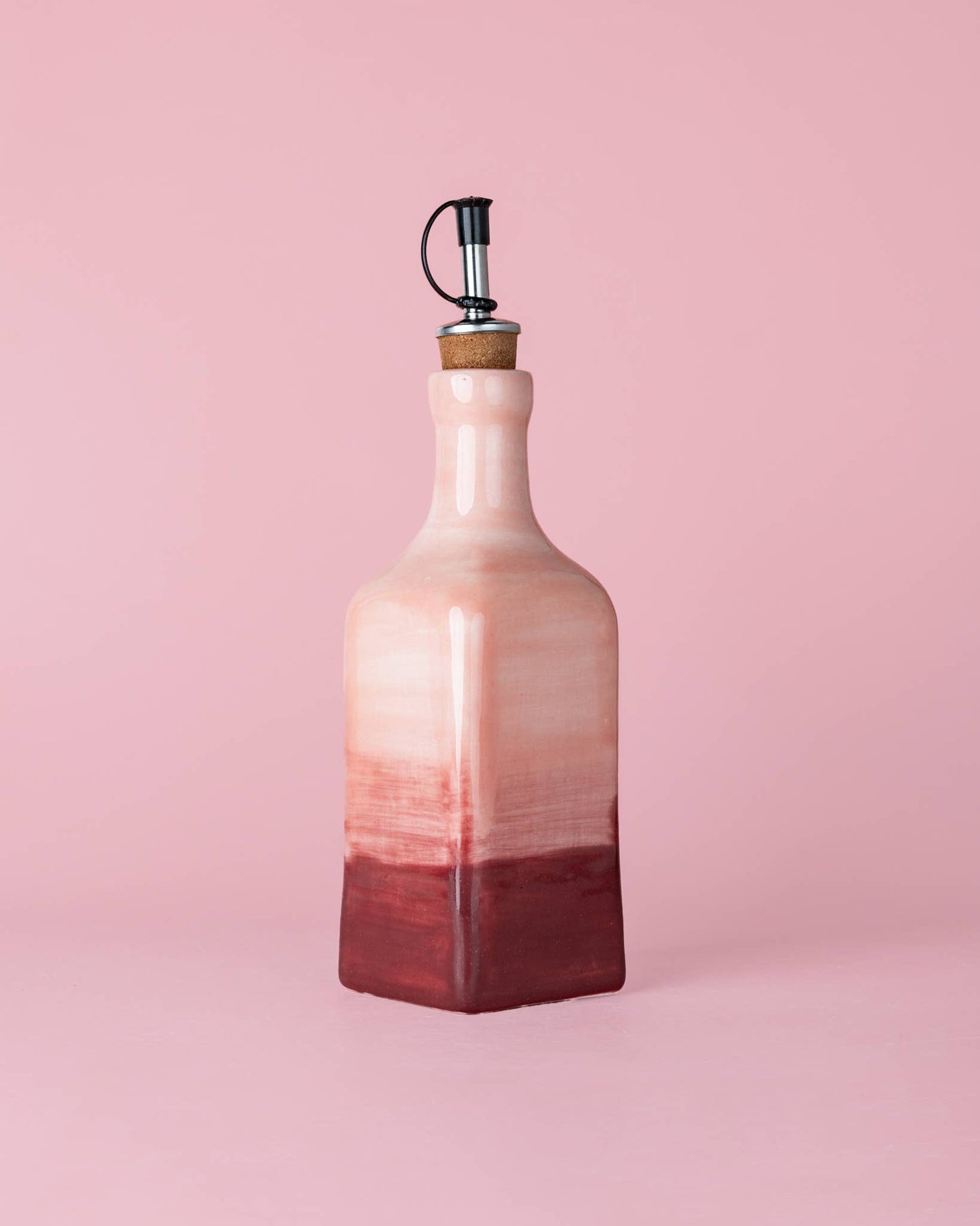 Artisanal Ceramic Olive Oil Dispenser - Pink Sakura