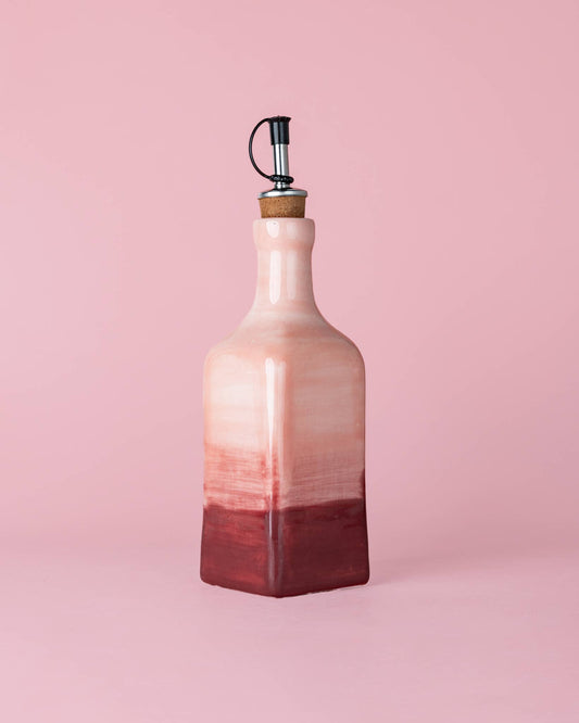 Artisanal Ceramic Olive Oil Dispenser - Pink Sakura