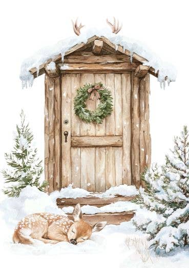 Sustainable Christmas postcard sleeping deer