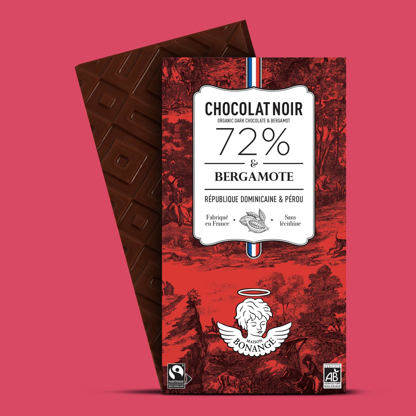 Organic Fairtrade 72% Dark Chocolate Bar with Bergamot – 80g