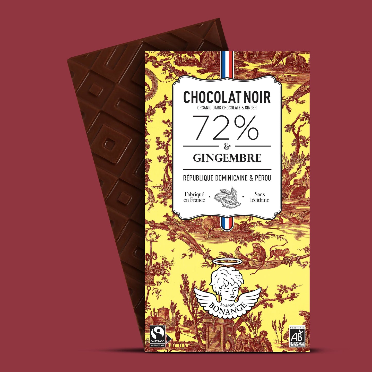 Organic Dark Chocolate Bar 72% & Ginger
