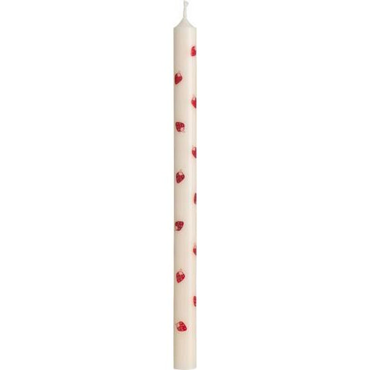 Taper candle w/strawberries stearin Ø:1.3 H:20 Nordic Swan Eco-label