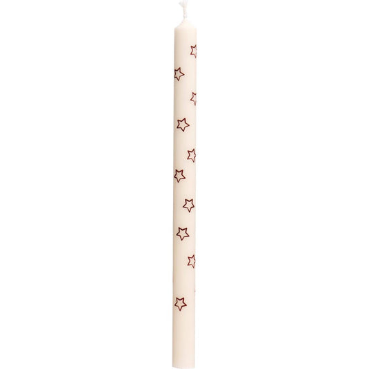 Taper candle w/brown stars stearin Ø:1.3 H:20 Nordic Swan Eco-label