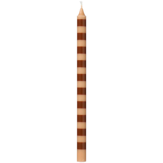 Taper candle striped brown/light brown Ø:1.3 H:20 Nordic Swan Eco-label