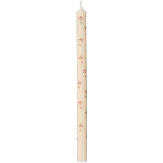 Taper candle w/simple flowers stearin Ø:1.3 H:20 Nordic Swan Eco-label