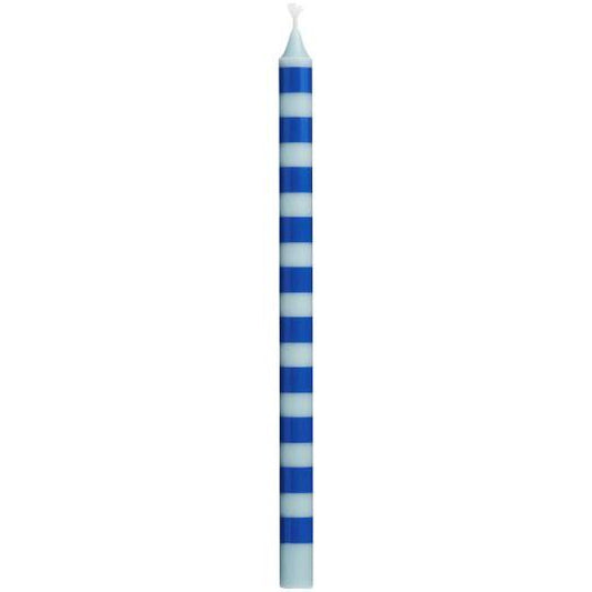 Taper candle striped blue/light blue Ø:1.3 H:20 Nordic Swan Eco-label
