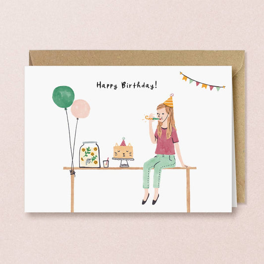 Party Table Happy Birthday Card
