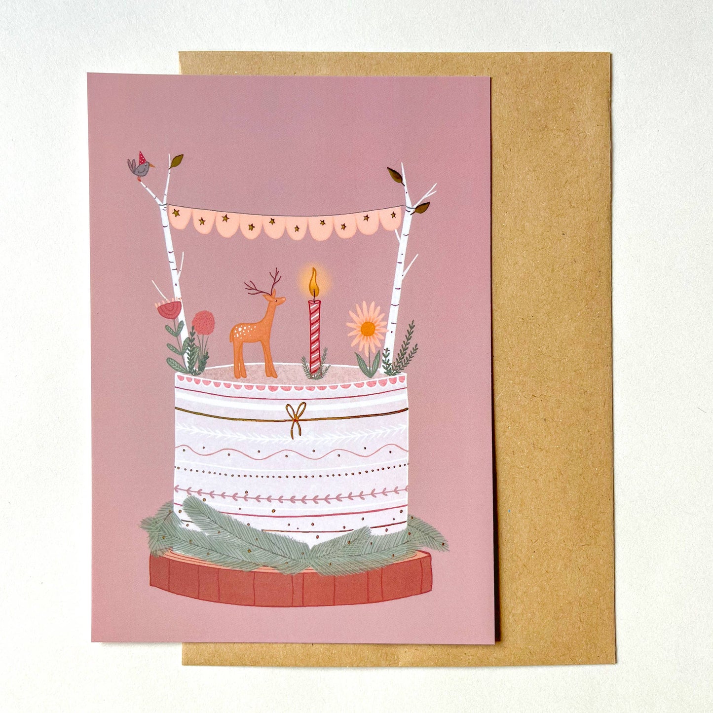 Nordic birthday | Card with cake and gold foil