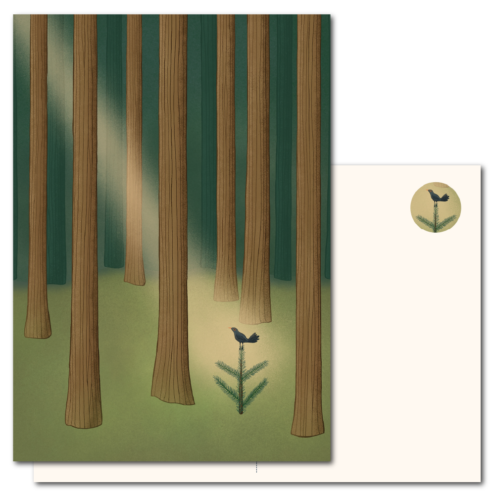 Blackbird in the forest | Postcard Swedish summer