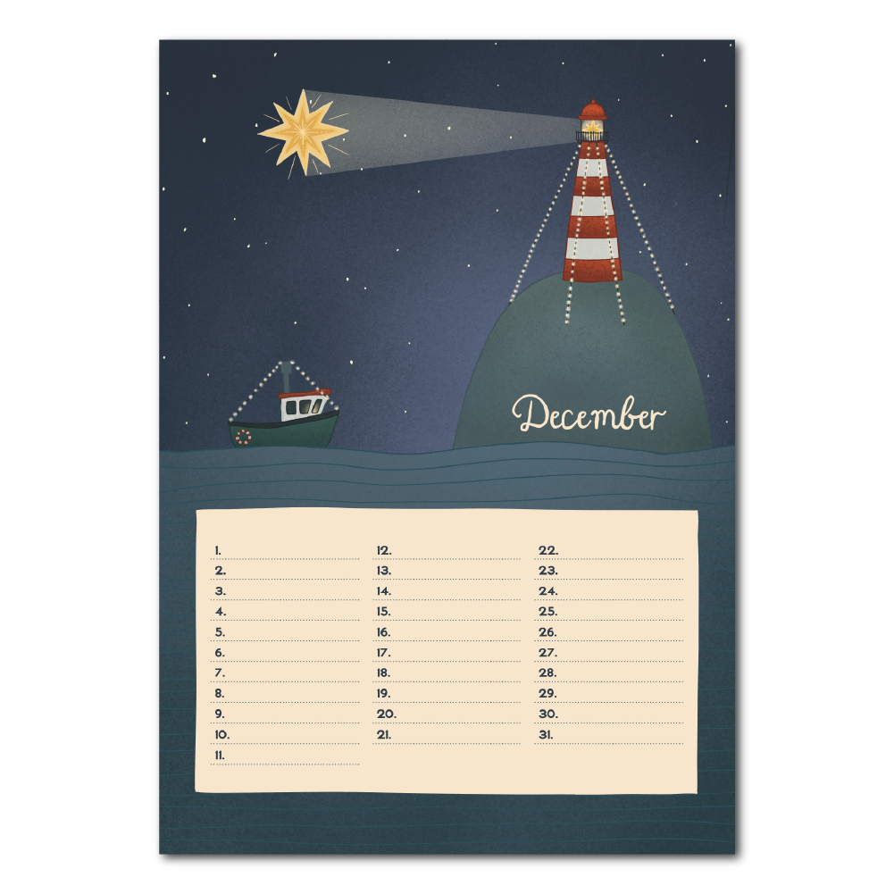 Sea and beach birthday calendar: Nederlands