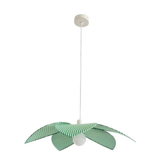 Green checkered fabric flower suspension D58cm