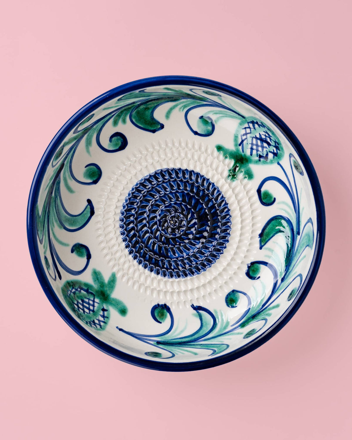 Large Blue Ceramic Garlic Grater Plate - Granada: WITHOUT PACKAGING