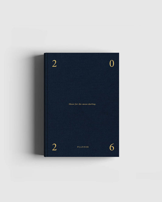 Cozy Planner 2026, Night Sky – “Shoot for the moon darling” 