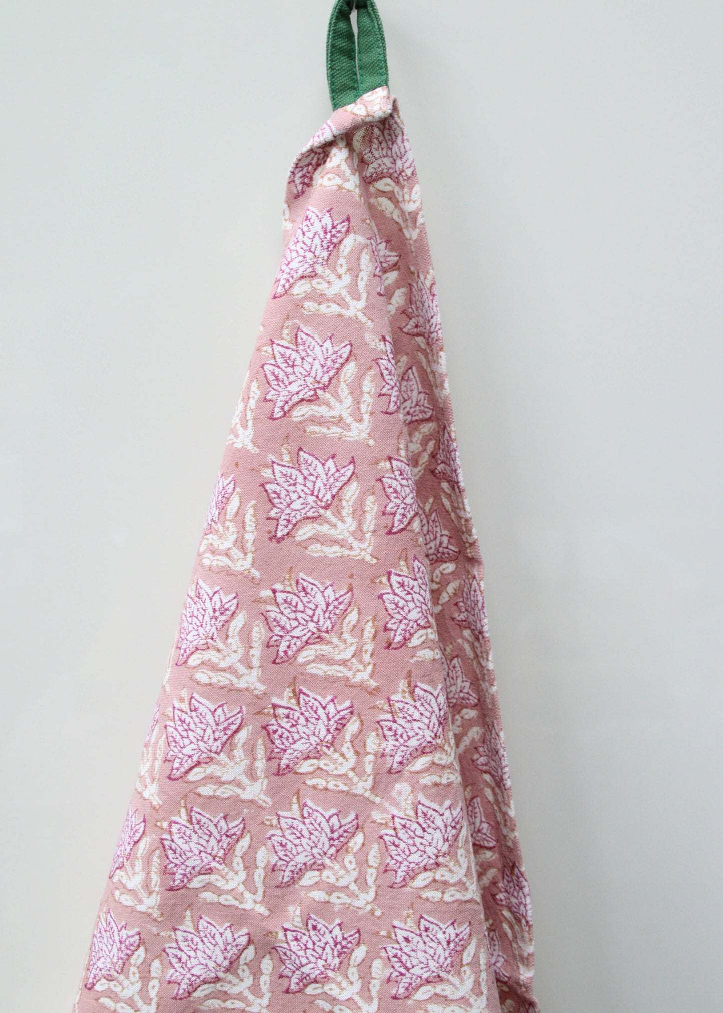 Dusty rose pink handblockprinted Kitchen Dishcloth