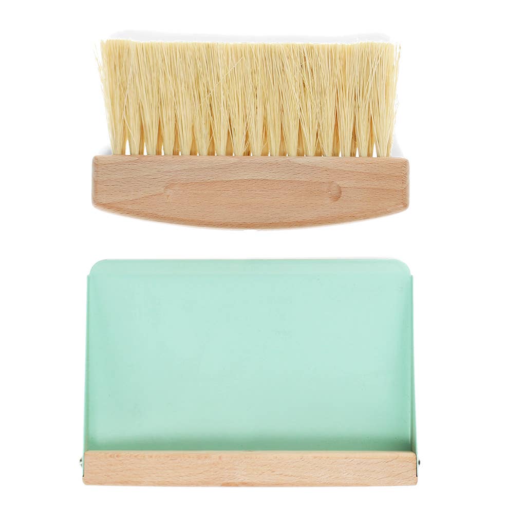 Wooden table brush and pan set - Pistachio green